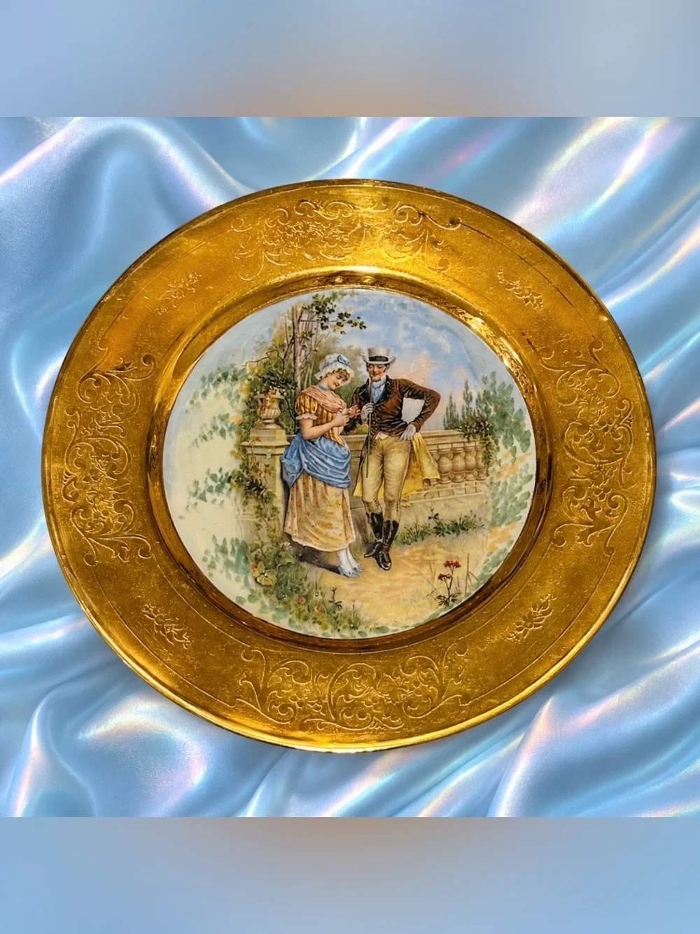 Original Vintage Fine Art Porcelain 10” Plate LADY RENEE 22k GOLD Osborne Studio